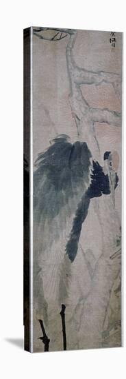 'Crane and Pine', hanging scroll by Jen Po-nien, Chinese, c1890-Werner Forman-Stretched Canvas