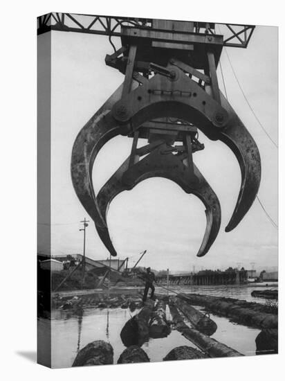 Cranes Scooping Logs from River at Crown Zellerbach Lumber Mill-J^ R^ Eyerman-Premier Image Canvas