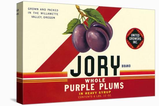 Crate Label for Jory Purple Plums-null-Stretched Canvas