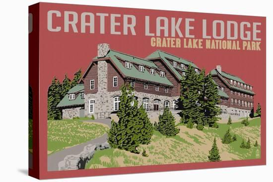 Crater Lake National Park, Oregon - Lodge-Lantern Press-Stretched Canvas