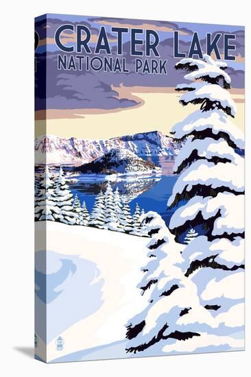 Crater Lake National Park, Oregon - Winter Scene-Lantern Press-Stretched Canvas