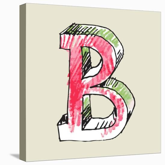 Crayon Alphabet, Hand Drawn Letter B-Andriy Zholudyev-Stretched Canvas