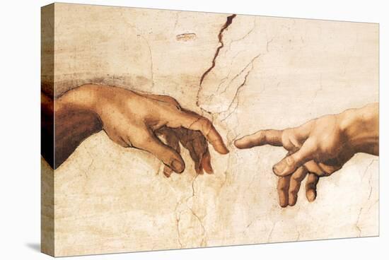 Creation of Adam (detail)-Michelangelo Buonarroti-Stretched Canvas