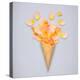 Creative Still Life of an Ice Cream Waffle Cone with Rose Petals on Grey-Fisher Photostudio-Premier Image Canvas