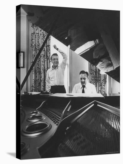 Creators of "My Fair Lady", Allan Jay Lerner and Frederick Loewe, at Piano Working on Score-Gordon Parks-Premier Image Canvas