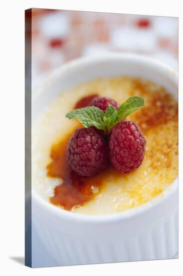 Creme Brulee With Raspberries And Mint Served At The Slanted Porch In Fallon Nevada-Shea Evans-Stretched Canvas