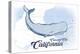 Crescent City, California - Whale - Blue - Coastal Icon-Lantern Press-Stretched Canvas