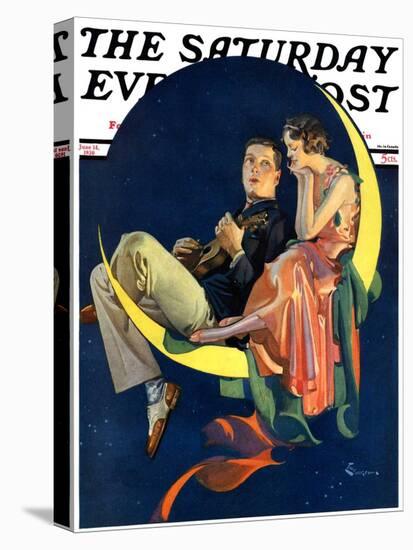 "Crescent Moon Couple," Saturday Evening Post Cover, June 14, 1930-Elbert Mcgran Jackson-Premier Image Canvas