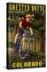 Crested Butte, Colorado - Mountain Biker in Trees-Lantern Press-Stretched Canvas