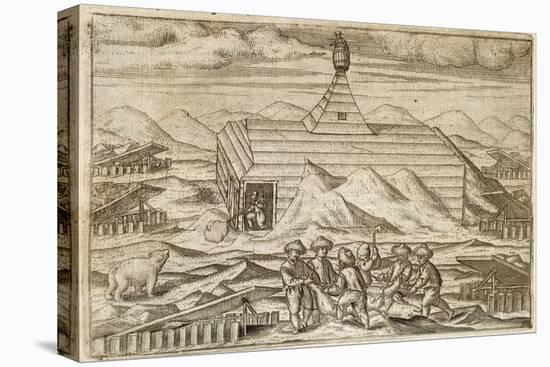 Crew Killing and Skinning Bears, Outside the Cabin, from Gerrit de Veer, 1598-null-Premier Image Canvas