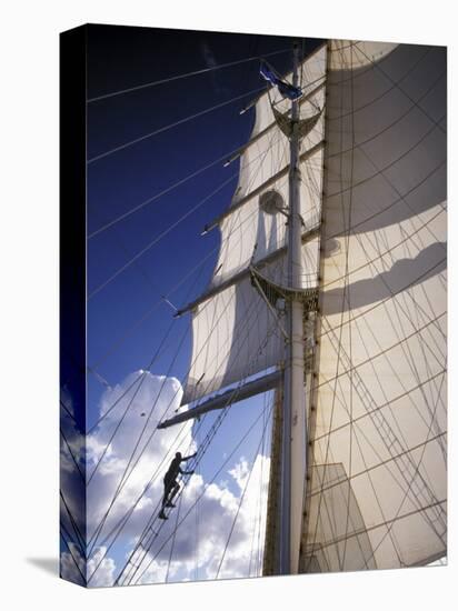 Crew Member Climbing Mast of the Star Clipper, Caribbean-Dave Bartruff-Premier Image Canvas