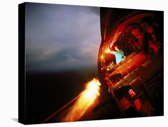 Crew of Us Ac-47 Plane Firing 7.62 Mm Ge Miniguns During Night Mission in Vietnam-Larry Burrows-Premier Image Canvas