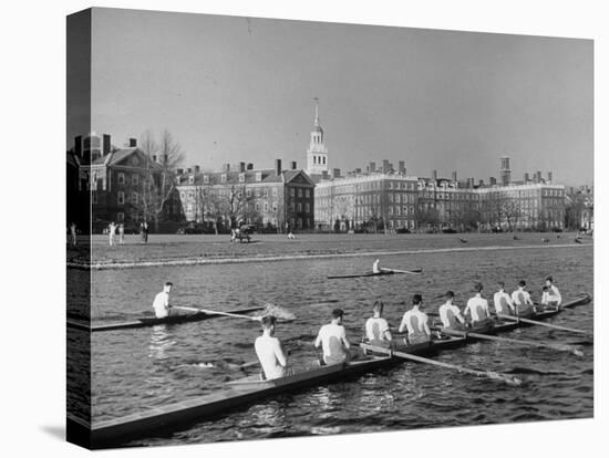 Crew Rowing on Charles River across from Harvard University Campus-Alfred Eisenstaedt-Premier Image Canvas