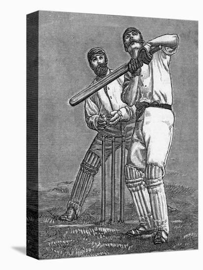 Cricket a Batsman Dealing with a Full Pitch-null-Premier Image Canvas
