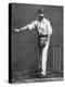 Cricket Bowling a Low Delivery-null-Stretched Canvas