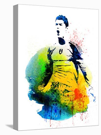 Cristiano Ronaldo Watercolor-Jack Hunter-Stretched Canvas