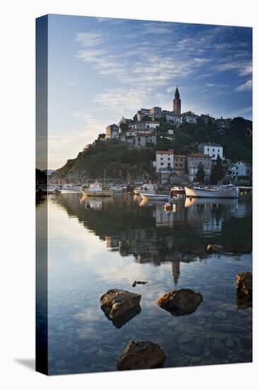 Croatia, Kvarner Gulf, Krk (Island), Vrbnik, Church, Steeple, Harbour, Boats, Bay-Rainer Mirau-Premier Image Canvas