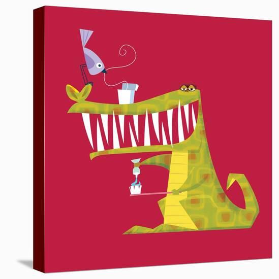 Crocodile brushing his teeth-Harry Briggs-Premier Image Canvas