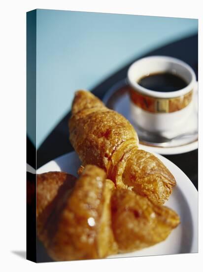 Croissant and Black Coffee on Table, St. Martin, Caribbean-Greg Johnston-Premier Image Canvas