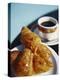 Croissant and Black Coffee on Table, St. Martin, Caribbean-Greg Johnston-Premier Image Canvas