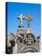 Cross at the top of an ancient gravestone in the cemetery at the Castelo de Ourem, Portugal.-Julie Eggers-Premier Image Canvas