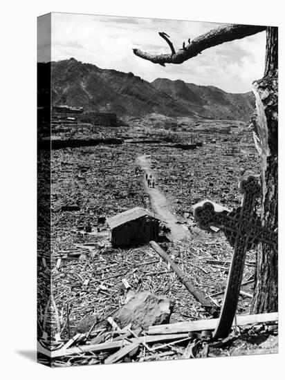 Cross Blown Out of Cathedral by Atomic Bomb Blast Overlooking the Total Devastation of the City-Bernard Hoffman-Premier Image Canvas