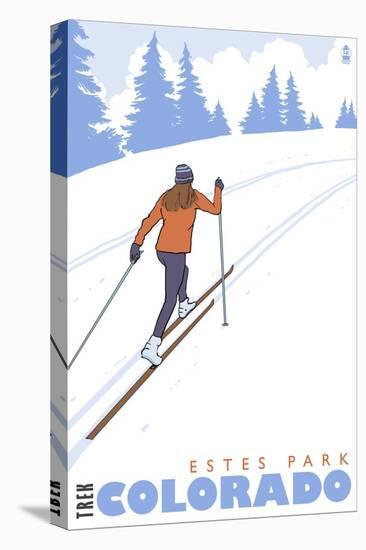 Cross Country Skier, Estes Park, Colorado-Lantern Press-Stretched Canvas