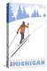 Cross Country Skier, North Muskegon, Michigan-Lantern Press-Stretched Canvas