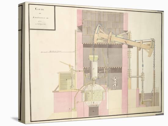 Cross-Section of a Steam Machine to Extract Water from Mines, c.1760-null-Premier Image Canvas