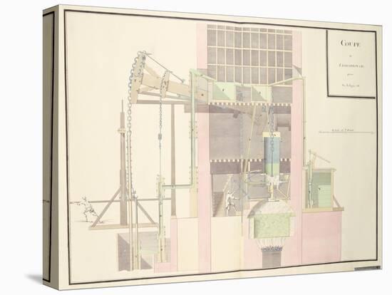 Cross-Section of a Steam Machine to Raise Water from Mines, c.1760-null-Premier Image Canvas