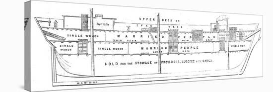 Cross-Section of the Emigrant Ship 'Bourneuf', 1852-null-Stretched Canvas