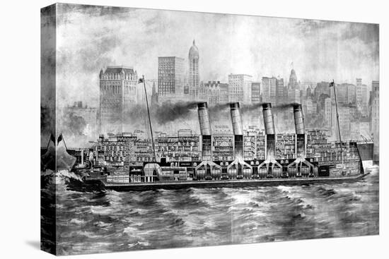 Cross-Section of the SS 'Mauretania' or SS 'Lusitania', 1907-null-Stretched Canvas