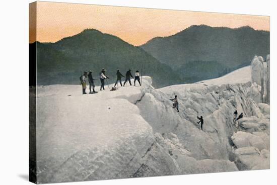 'Crossing a Glacier, Mount Rainier', c1916-Asahel Curtis-Stretched Canvas