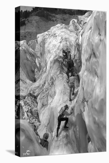 Crossing Crevasse on the Nisqually Glacier, ca. 1905-Ashael Curtis-Premier Image Canvas