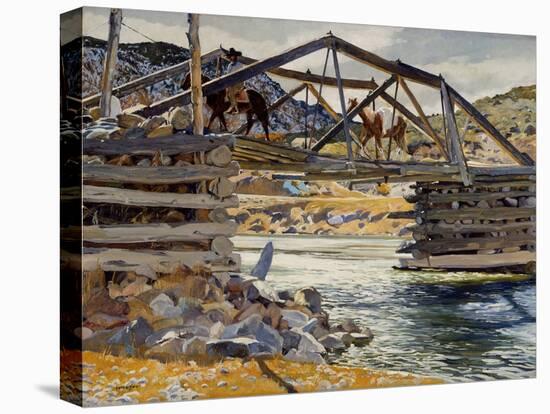Crossing the Rio Grande, C.1914-31 (Oil on Canvas)-Walter Ufer-Premier Image Canvas