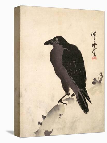 Crow Resting on Wood Trunk-Kyosai Kawanabe-Premier Image Canvas