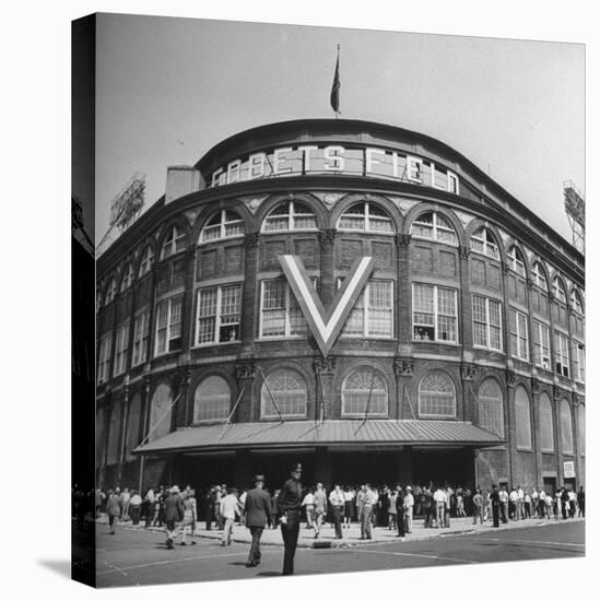 Crowd of Baseball Fans Lining Up to See Game at Ebbets Field-Ed Clark-Premier Image Canvas