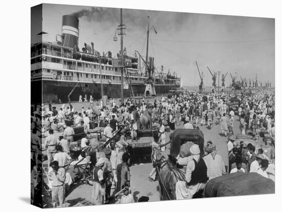 Crowd of Hindu Refugees Crowding Dock as They Prepare to Ship Out for New Homes in Bombay-Margaret Bourke-White-Premier Image Canvas