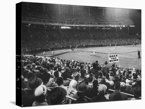 Crowd of People Holding Up Signs and Watching Dodger Cubs Game from Stands at Wrigley Field-John Dominis-Premier Image Canvas