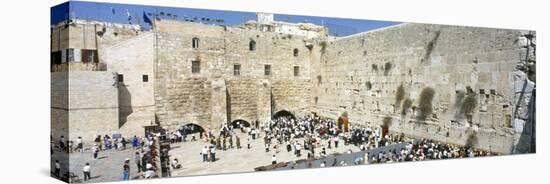 Crowd Praying in Front of a Stone Wall, Wailing Wall, Jerusalem, Israel-null-Premier Image Canvas