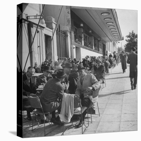 Crowds of People Eating at Outdoor Cafe-Dmitri Kessel-Premier Image Canvas