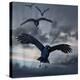 Crows Flying-AlienCat-Stretched Canvas