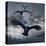 Crows Flying-AlienCat-Stretched Canvas