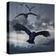 Crows Flying-AlienCat-Stretched Canvas