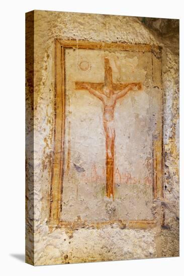 Crucifix Fresco in a Cave Church in the Sassi Area of Matera, Basilicata, Italy, Europe-Martin-Premier Image Canvas