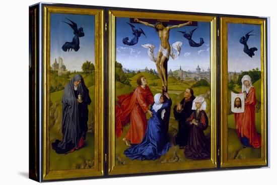 Crucifixion Triptych with St. Mary Magdalene, St. Veronica and Unknown Patrons, c.1440-45-Rogier van der Weyden-Premier Image Canvas