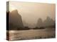 Cruise Boats Between Guilin and Yangshuo at Sunset, Li River, Guilin, Guangxi Province, China, Asia-Angelo Cavalli-Premier Image Canvas