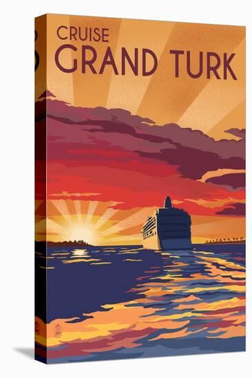 Cruise Grand Turk - Lithography Style-Lantern Press-Stretched Canvas
