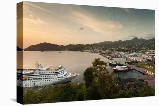 Cruise ship at port, Kingstown, Saint Vincent Island, Saint Vincent And The Grenadines-null-Premier Image Canvas