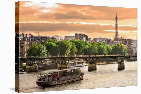 Cruise Ship On The Seine River In Paris, France-rglinsky-Stretched Canvas